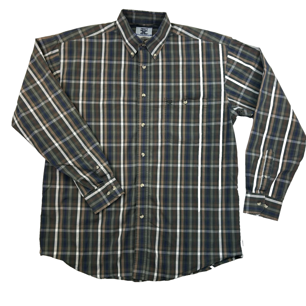 Twenty Mens Large Plaid Button-Down Shirt Multicolor Western Cotton